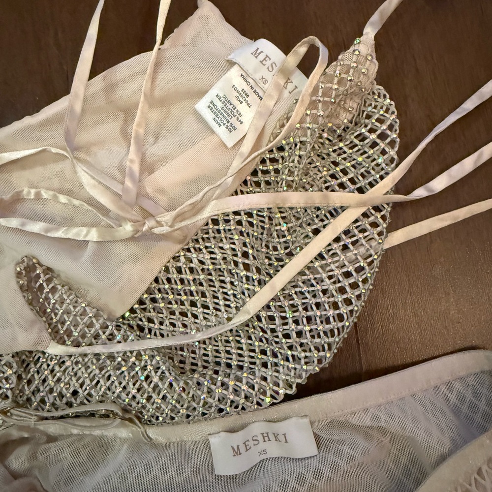 Meshki Beige Mesh Top - Picture 3 of 3
